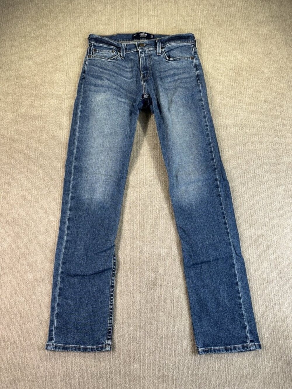 Hollister Jeans Mens 29x32 Blue Epic Flex Slim Straight Distressed Denim Pants